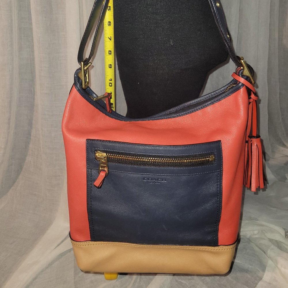 Coach Color Block Shoulder Bag Pre-Loved - Red Navy Tan